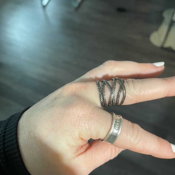 STERLING SILVER CRISSCROSS RING ISRAEL OR PAZ s - Picture 4 of 6